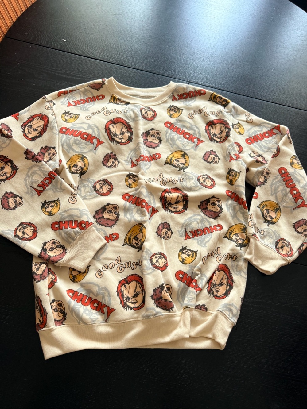 Cream 'Chucky' Graphic Crewneck Sweater